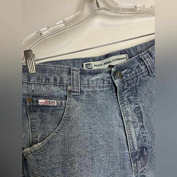 Y2K PACO Jean Company Men 32X12 Blue Denim Cargo Shorts Denim Skater Street Wear - Picture 6 of 16